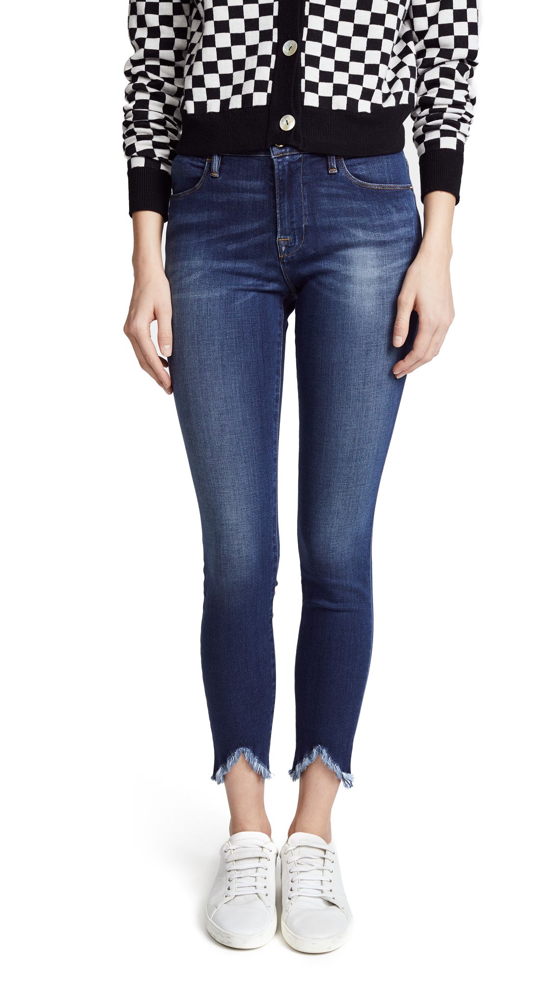 FRAME Le High Skinny Jeans with Triangle Hem | Shopbop