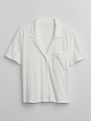 Relaxed Crinkle Cotton PJ Shirt | Gap Factory