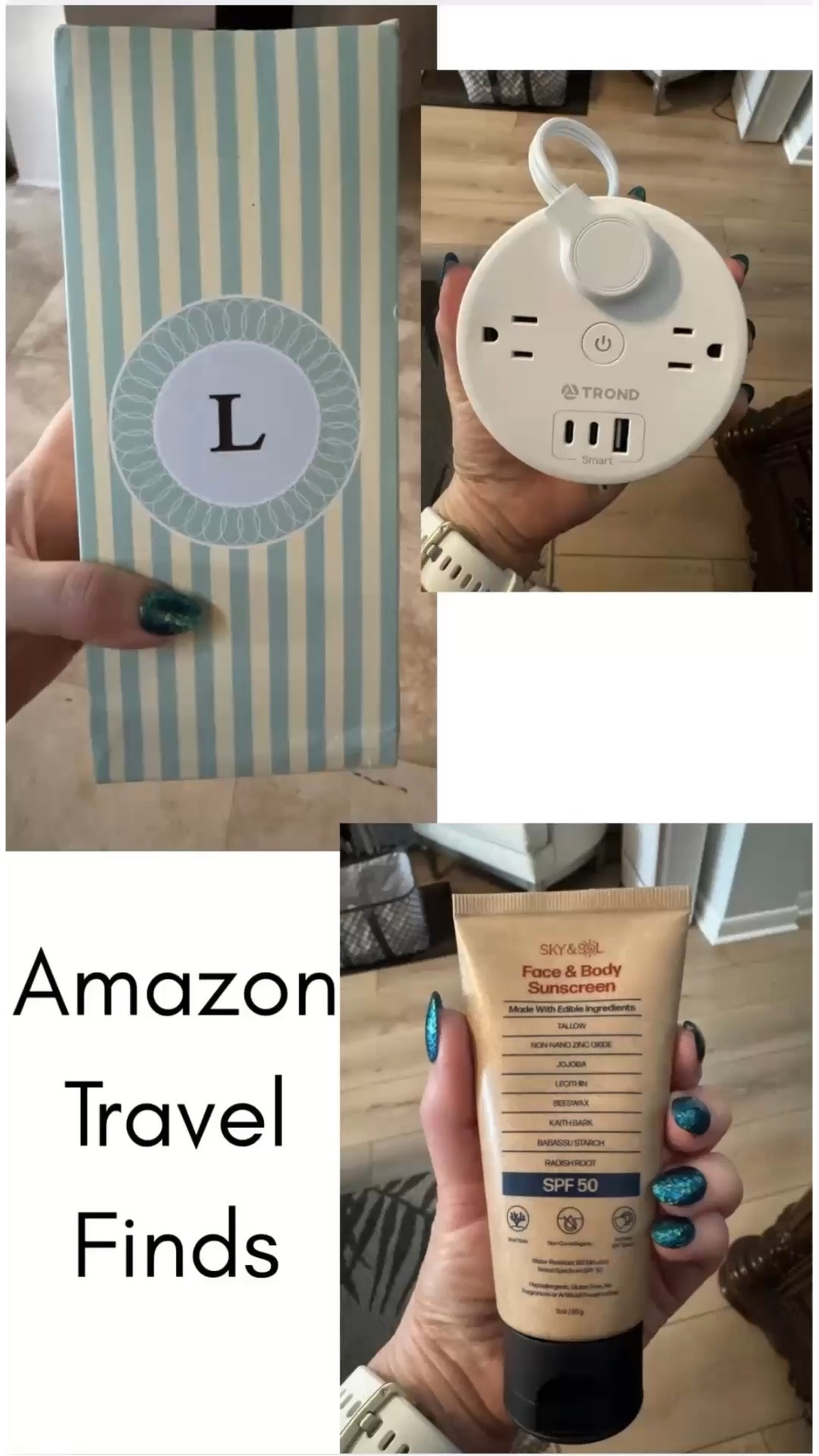 When we travel, I always make sure to pack some good, athletic socks, a multiport charger, and sunscreen. I feel happy knowing these essentials are always in our bag. Finding these three items has been a real blessing—especially the multiport charger, which has come in handy on many trips. It’s so useful when you walk into a hotel room with only one or two outlets and a bunch of devices to charge! It’s a fantastic solution.

I’ve heard wonderful things about Sky and Soul sunscreen, and I’ve been searching for a non-toxic way to protect our skin. For our upcoming trip, I thought it would be a perfect time to give it a try. It scores 98 out of 100 on the Yuka app—which I highly recommend downloading if you haven’t already. The app rates the toxicity level of beauty products and food, which is super helpful.

￼ Athletic socks are great not just for the gym but also for lots of walking during vacations. I recently read about some great ones and decided to try them—I’m glad I did! They’re very comfortable, breathable, and I love the grips on the back of the heels to keep them from slipping into my sneakers. I’m a size 7½ shoe, so I went with sock size 8-10, and they fit perfectly.

#LTKTravel #LTKActive #LTKSaleAlert