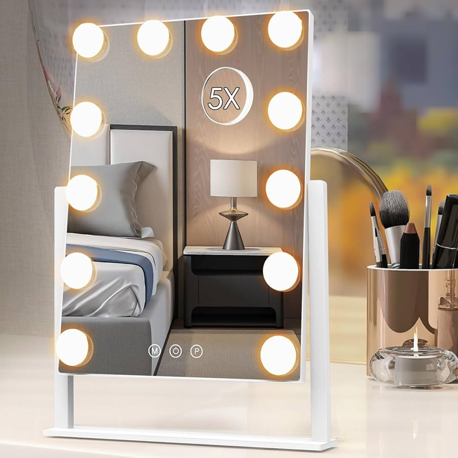 Vanity Mirror with Lights, Hollywood Lighted Makeup Mirror with 3 Color Lighting Modes and 12 Dim... | Amazon (US)