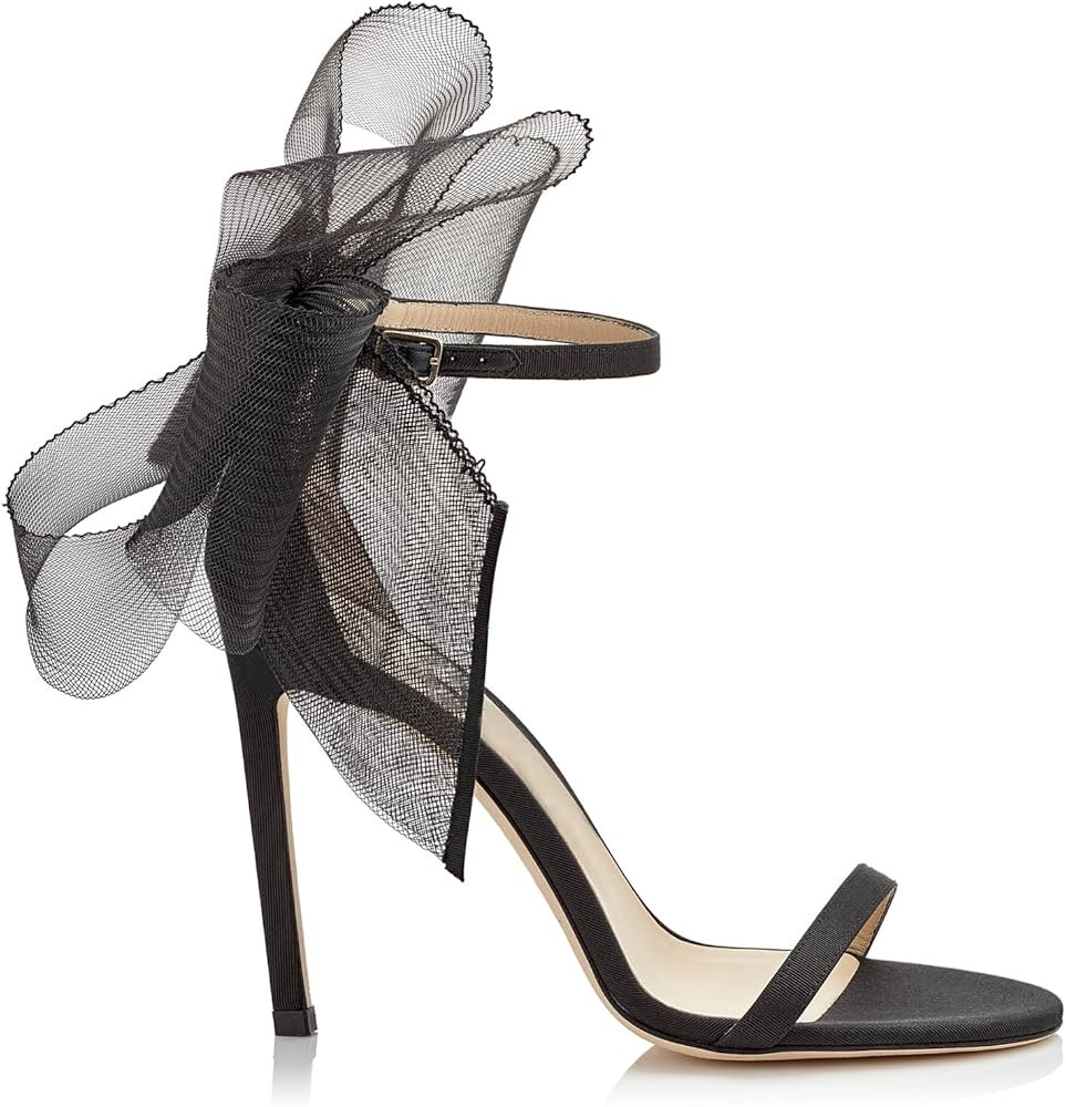Women's One Strap Heeled Sandals Open Toe Bow Knot Satin Pumps Ankle Buckle Strap Stiletto Heels ... | Amazon (US)