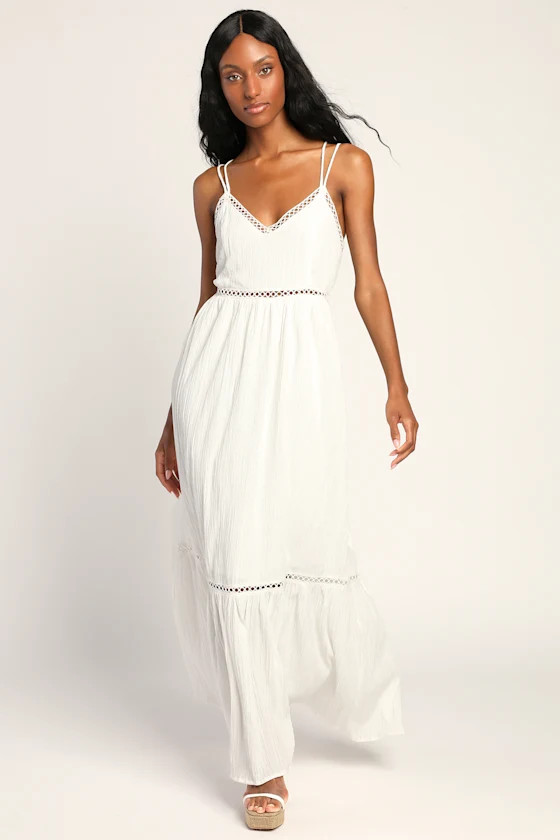 Relaxed Vibes White Sleeveless Lace-Up Maxi Dress | Lulus (US)