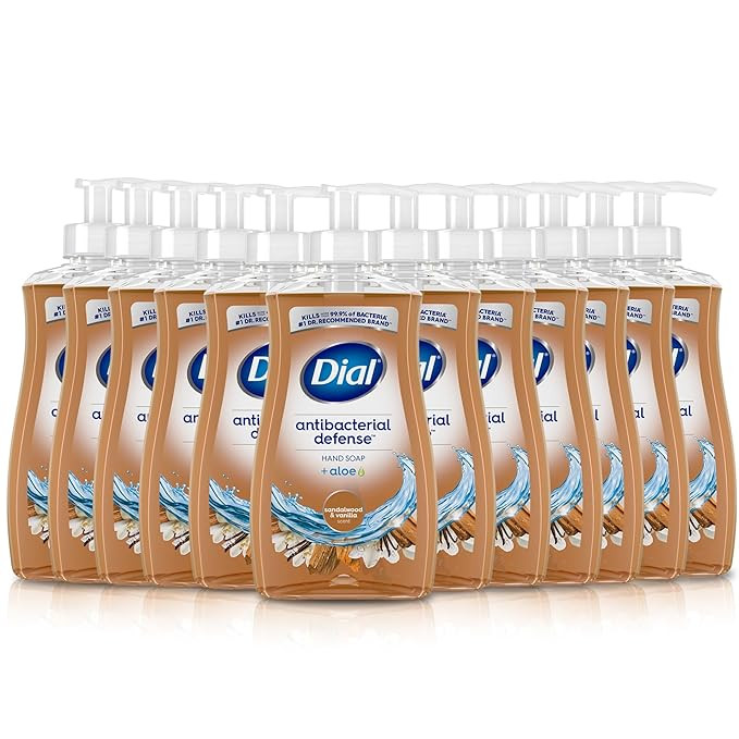 Dial Antibacterial Defense Sandalwood & Vanilla Liquid Hand Soap, 11oz (Pack of 12) | Amazon (US)