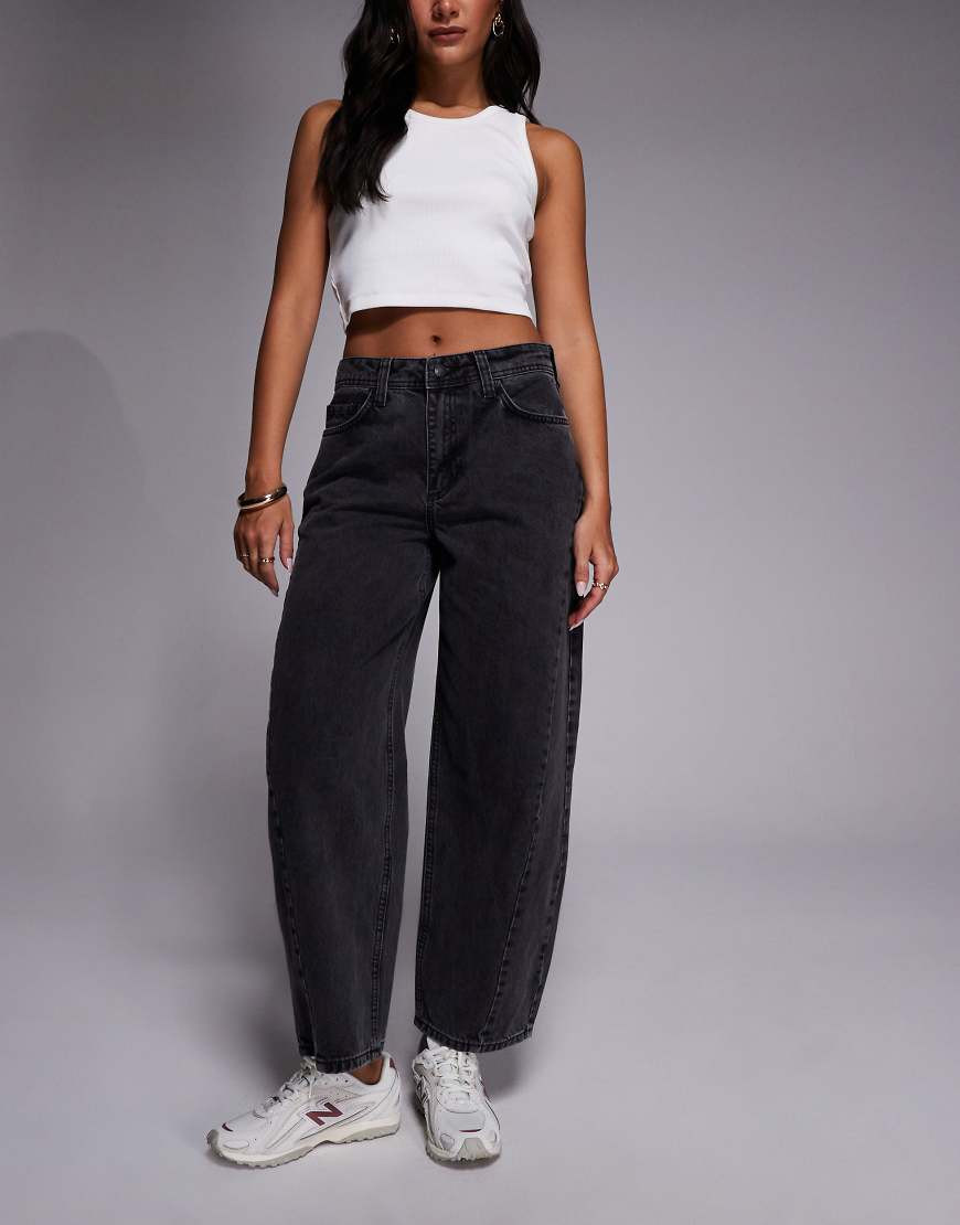 River Island barrel leg jeans with seam detail in black | ASOS (Global)