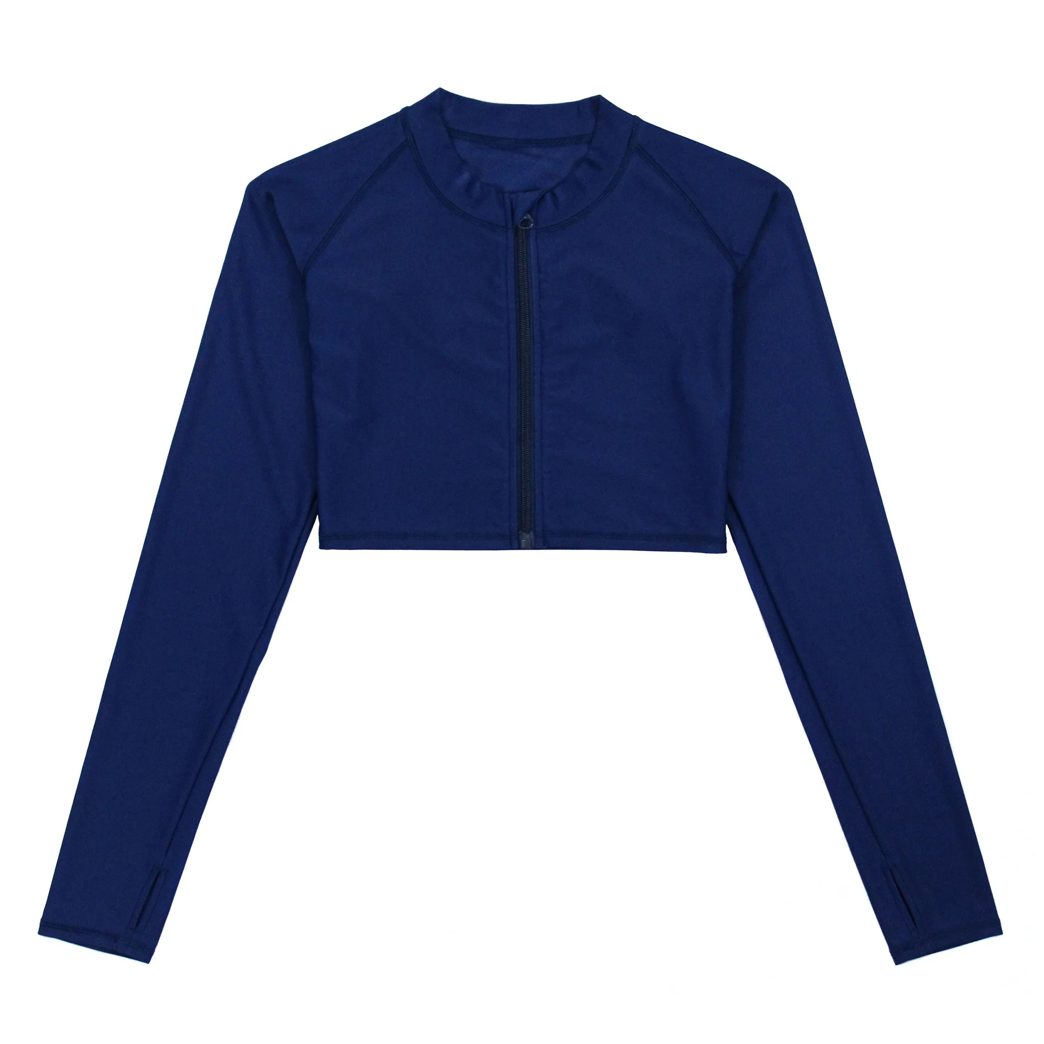 Women's Long Sleeve Crop Rash Guard | \u201cNavy\u201d | SwimZip