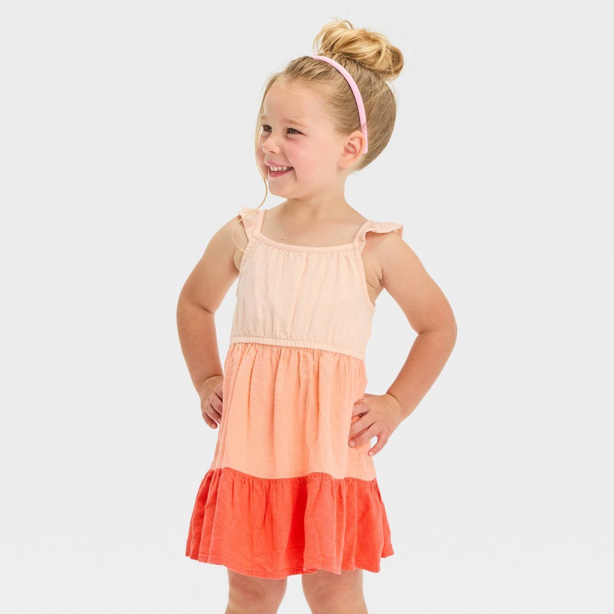 Toddler Girls' Peach Ombre Dress - Cat & Jack™ Peach Orange 18M | Target