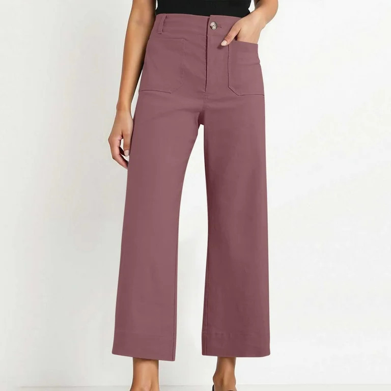 QUNYINEY Red Lounge Pants Women Wide Leg High Waisted Casual Twill Slacks Slim Fit Office Busines... | Walmart (US)