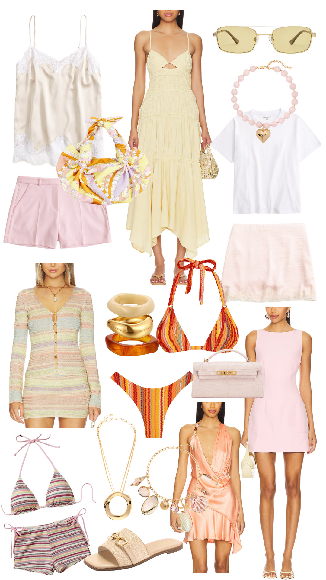 summer outfit inspo ✨💓🍊 butter yellow, silky pink, stripes & lace! 

monday swimwear
summer dresses
beach vacation
summer outfits
vacation outfit inspo
date night outfits
brunch outfits 

 #LTKootd #LTKSeasonal #LTKSwim
