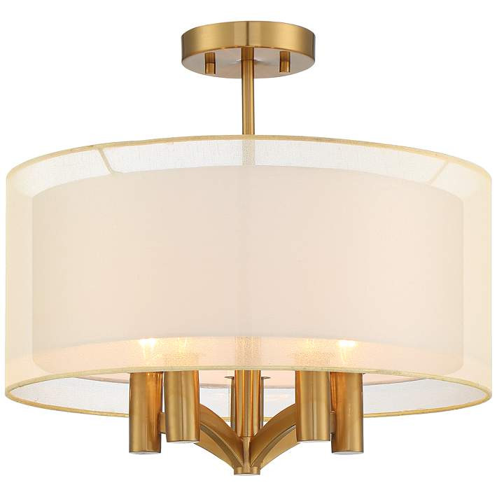 Possini Euro Caliari 18" Wide Warm Brass 5-Light Ceiling Light - #71N79 | Lamps Plus | Lamps Plus