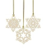 Lenox Mini Snowflake 3-Piece Ornament Set, 0.10 LB, Ivory | Amazon (US)