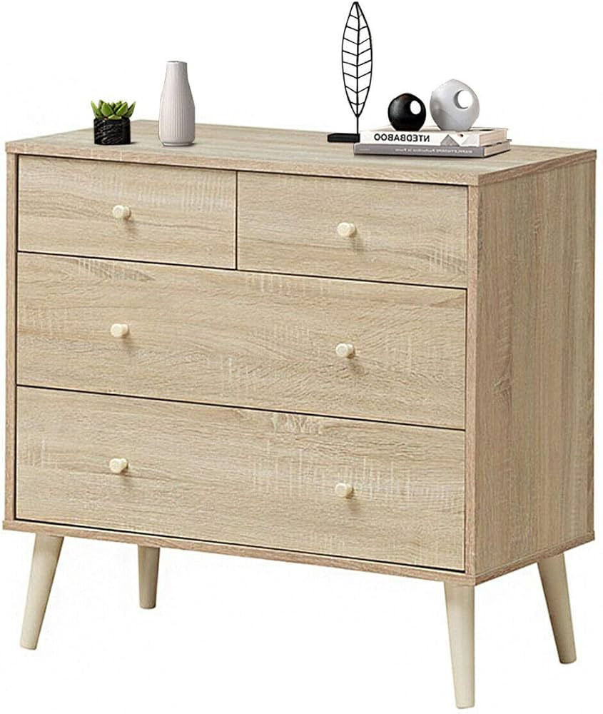 Giantex 4-Drawer Dresser, Free-Standing Chest with Wood Legs, Sliding Rail and Storage Dresser Ch... | Amazon (US)
