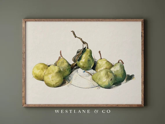 Rustic Farmhouse Kitchen Fruit Print  Vintage Green Wall | Etsy | Etsy (US)