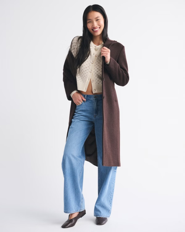 Shrunken Pointelle Crew Cardigan | Abercrombie & Fitch (US)