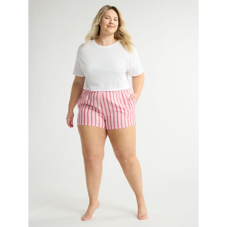 Joyspun Women's and Women’s Plus Woven Pajama Boxer Shorts, Sizes XS to 3X | Walmart (US)