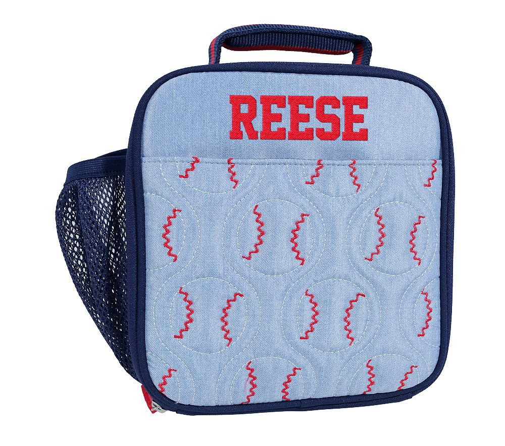 Chambray Baseball Mackenzie Lunch Box | Pottery Barn Kids