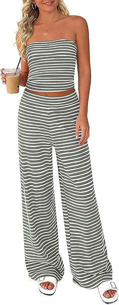 PRETTYGARDEN Two Piece Striped Sets for Women Summer Travel Outfits 2026 Spring Y2K Going Out Vac... | Amazon (US)