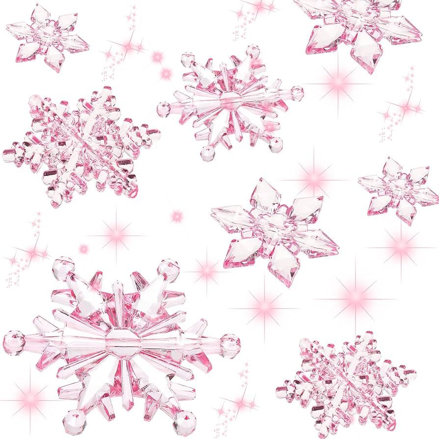 45 Pieces Crystal Snowflake Ornaments Clear Acrylic Snowflake Christmas Xmas Tree Hanging Pendant... | Amazon (US)