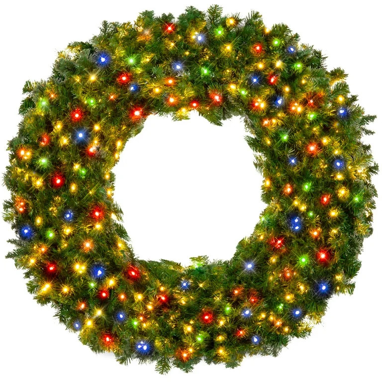Best Choice Products 48in Artificial Pre-Lit Fir Christmas Wreath Decoration w/ 200 Multicolor Li... | Walmart (US)