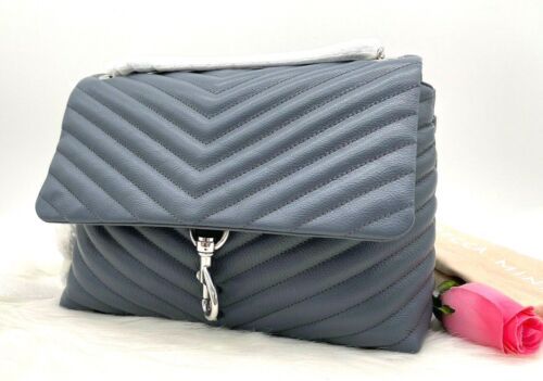 AUTH NWT $298 Rebecca Minkoff Edie Chevron-Quilted Luna Leather Bag | eBay AU
