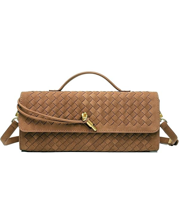 Evening Woven Clutch Purse for Women Casual Fashion Satchel Shoulder Handbag Vegan Leather Crossb... | Amazon (US)