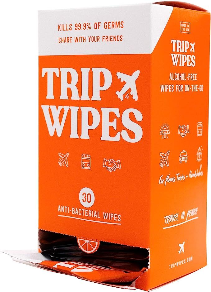 TRIP WIPES - Alcohol-Free Hand Sanitizing Antibacterial Hand Wipes For Planes, Trains, and Handsh... | Amazon (US)