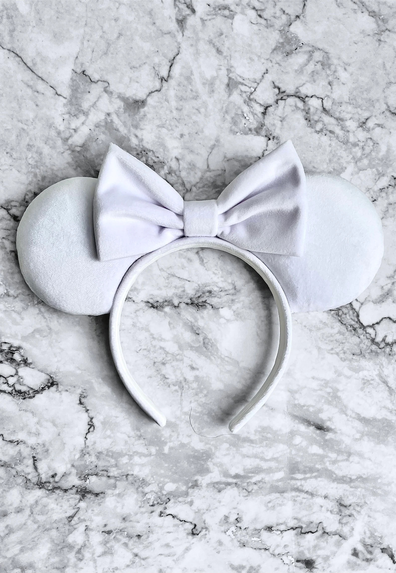 Handmade White as Snow Velvet Mouse Ears Headband - Etsy | Etsy (US)
