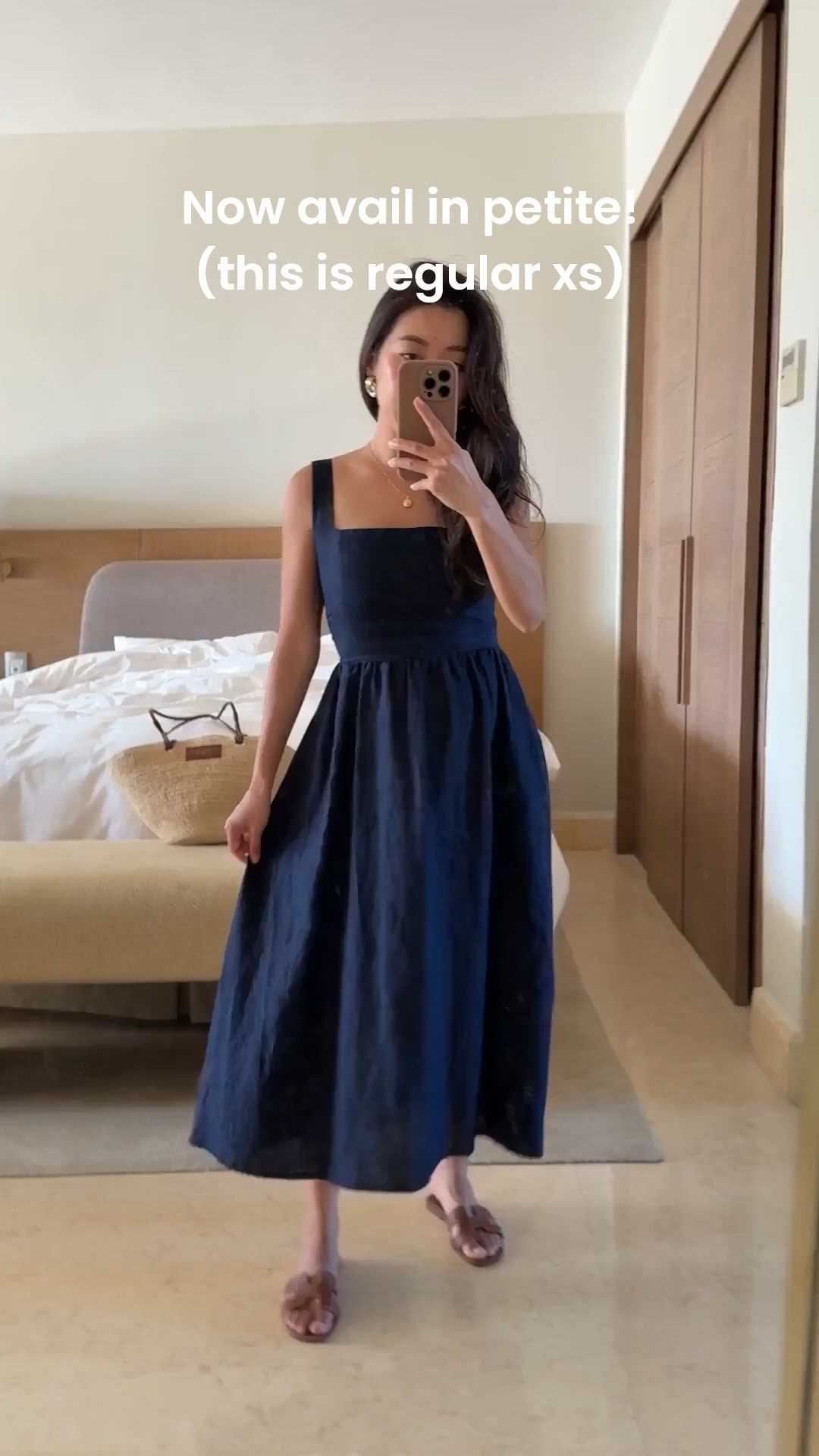 • Quince 100% Linen Fit & Flare Midi Dress - I’m wearing XS regular in this video, but XS petite is now available! 

The petite is about 2” shorter in length, slightly shorter and smaller in the torso in comparison to regular. If you like a longer midi length then I’d stick to regular. 

Classic 100% linen dress. Pockets, adjustable straps, lighter colors are lined in cotton. 
• Sezane basket tote 
• Hermes sandals 

Summer dresses, petite friendly dresses, europe vacation, navy dress

#LTKPetite #LTKTravel #LTKootd