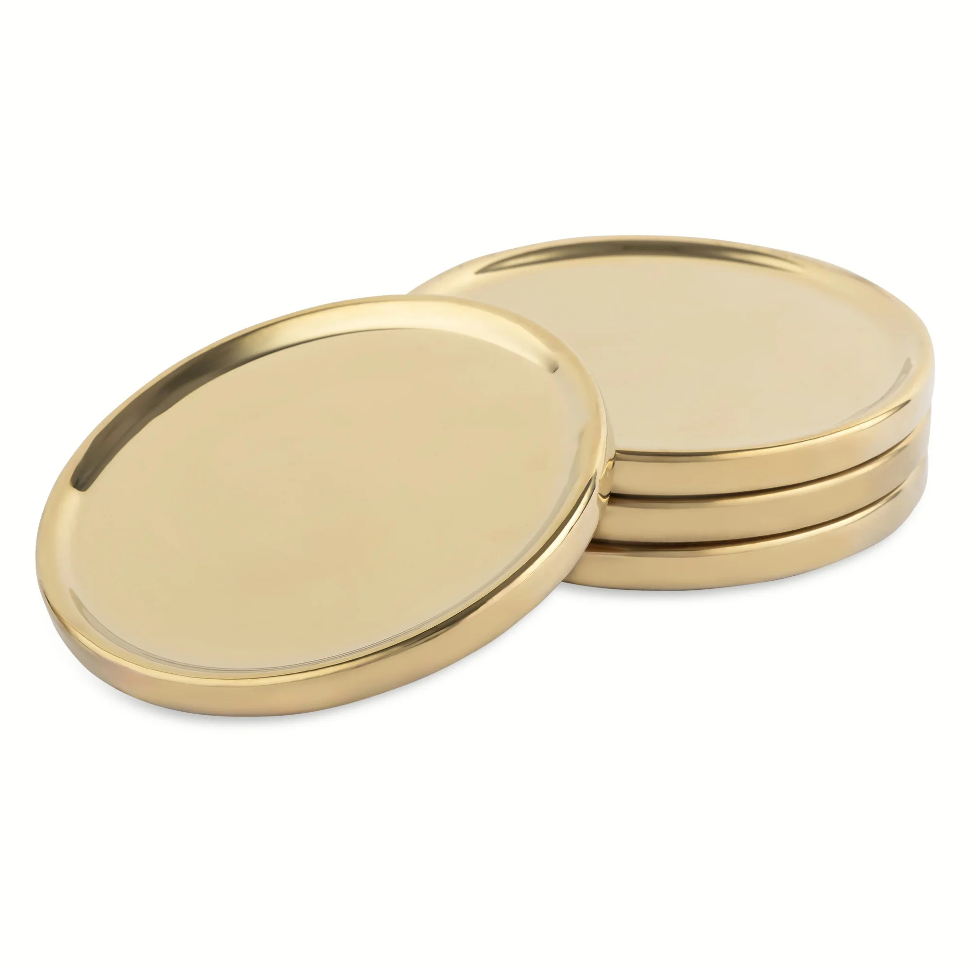 Thyme & Table 4 Pack Ceramic Coaster Set, Gold | Walmart (US)