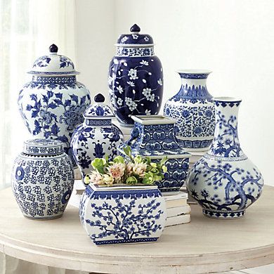 Blue & White Chinoiserie Porcelain Vase Collection | Ballard Designs, Inc.