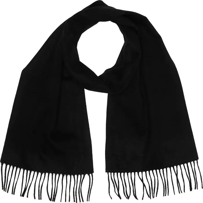 Solid Cashmere Fringe Trim Scarf | Nordstrom Rack
