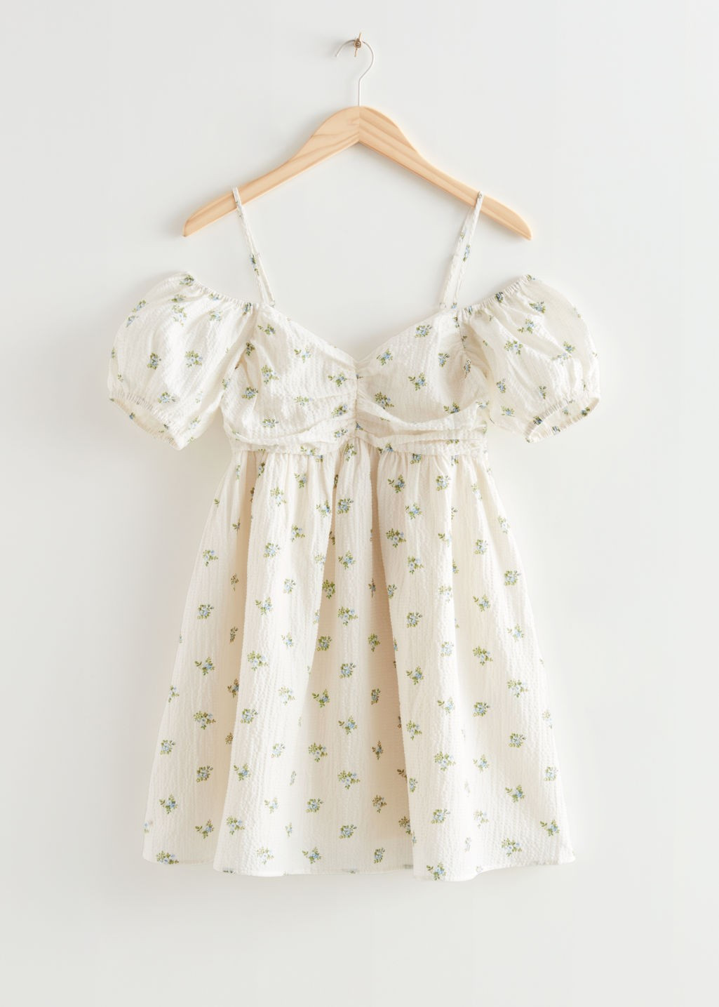 Off-Shoulder Seersucker Mini Dress - White | & Other Stories US