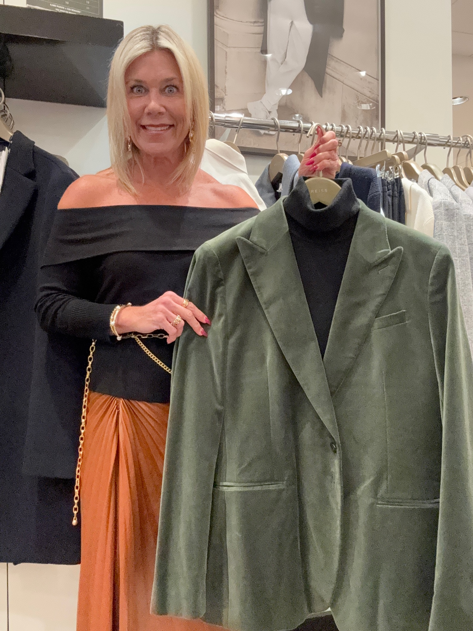 Ooze luxurious style in a statement velvet blazer guys. Love this olive color to stand out vs. wearing navy, black or burgundy. Pair with a black turtleneck sweater and dark jeans for a modern holiday outfit.

#LTKHoliday #LTKGiftGuide #LTKMens