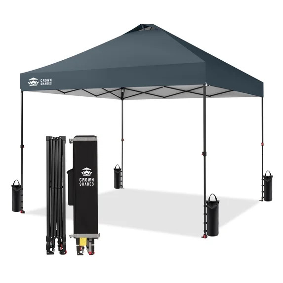 CROWN SHADES 10x10 Pop Up Canopy Patented Center Lock One Push Instant Outdoor Canopy Tent Grey | Walmart (US)
