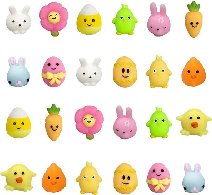 QINGQIU 24 PCS Easter Mochi Squishy Toys Stress Relief Squishies for Kids Boys Girls Toddlers Eas... | Amazon (US)