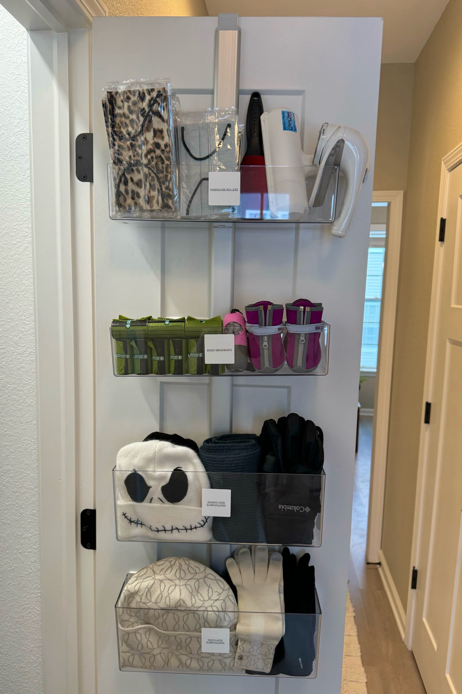 Organized my coat closet door to make it easy to see everything we grab daily, organized and less mess! ✨🤍

#LTKkids #LTKstyletip #LTKhome