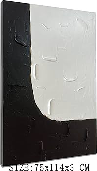 zoinart Large Black and White Canvas Wall Art 30x45 Inches Handmade Minimalism Abstract Wall Pain... | Amazon (US)
