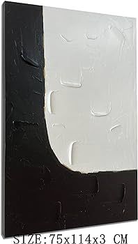 zoinart Large Black and White Canvas Wall Art 30x45 Inches Handmade Minimalism Abstract Wall Pain... | Amazon (US)