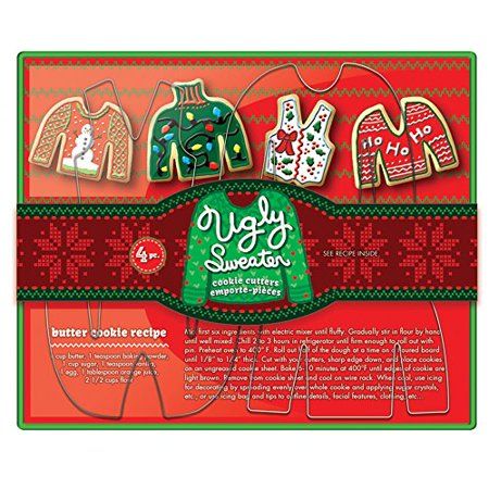 Fox Run Ugly Christmas Sweater Cookie Cutter Set 4-Piece Stainless Steel | Walmart (US)