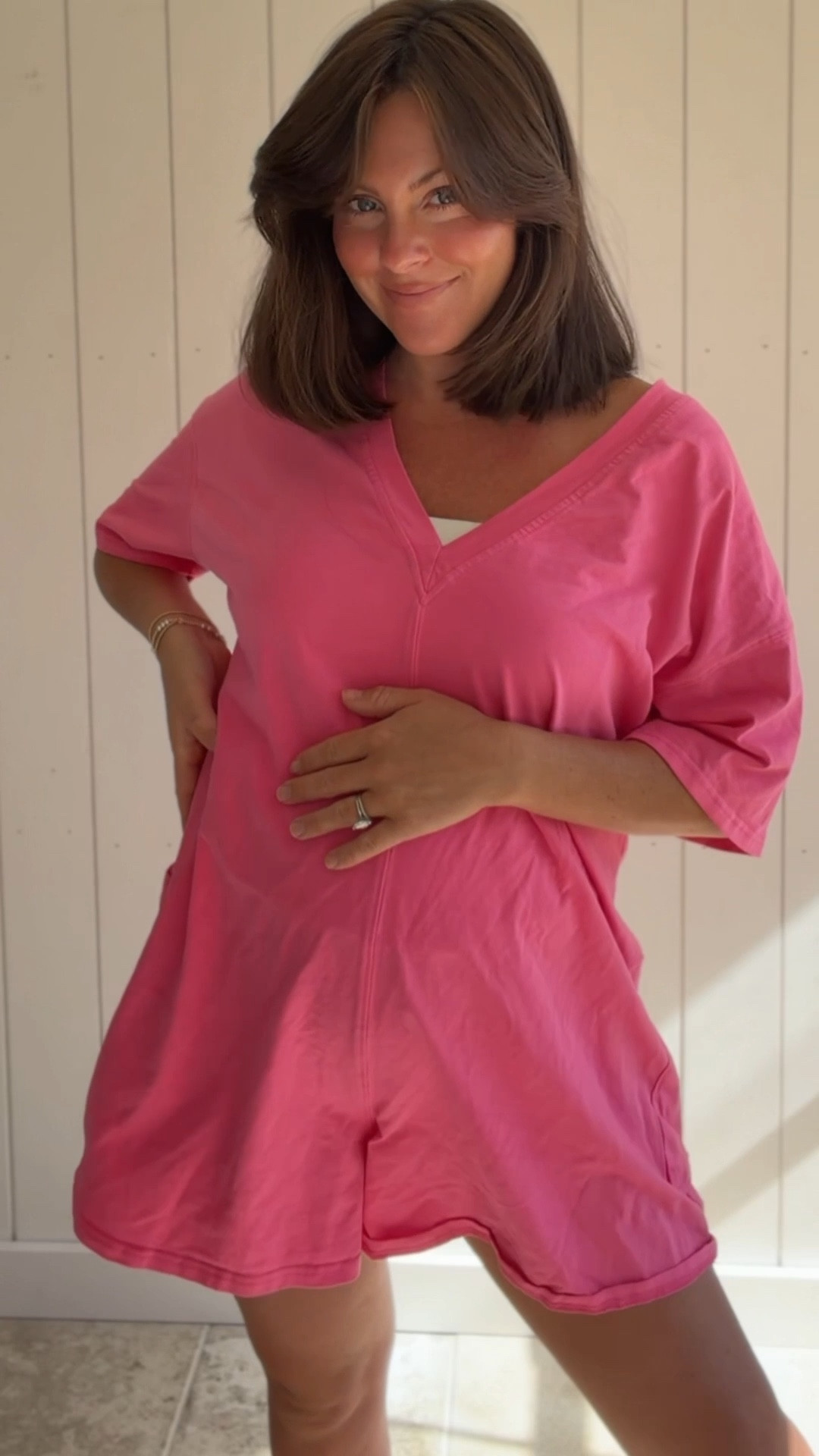 Summer and spring casual pregnancy romper! Love this thing! 💖 wearing a size small! 

#LTKBump #LTKBaby #LTKmomlife