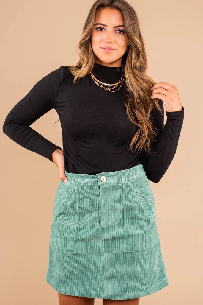 Just My Type Black Mock Neck Top | The Mint Julep Boutique