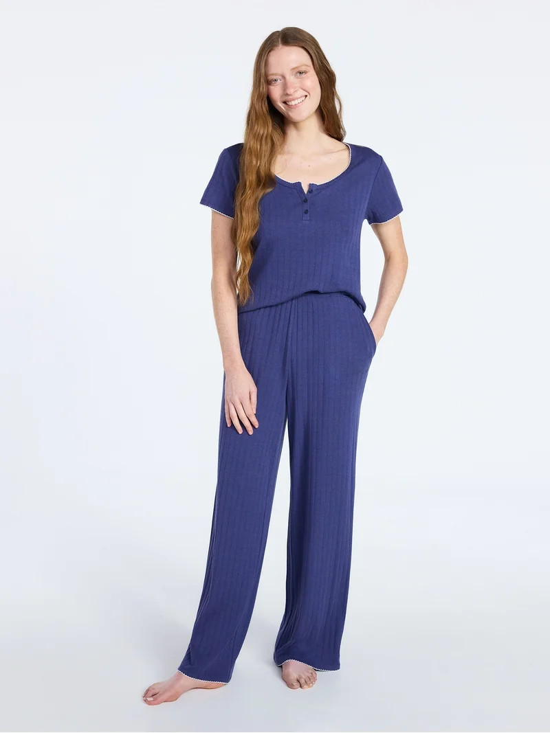 Joyspun Women’s Pointelle Knit Sleepwear Pants, 30'' Inseam, Sizes XS-3X | Walmart (US)