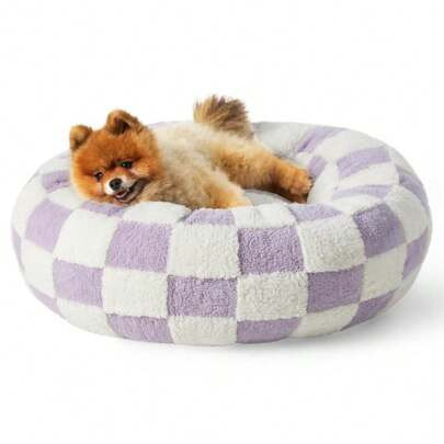 Lesure Calming Donut Bed - Cute Modern Beds With Jacquard Shaggy Plush & Anti Slip Bottom, Cat Bed, Small Dog Bed | SHEIN