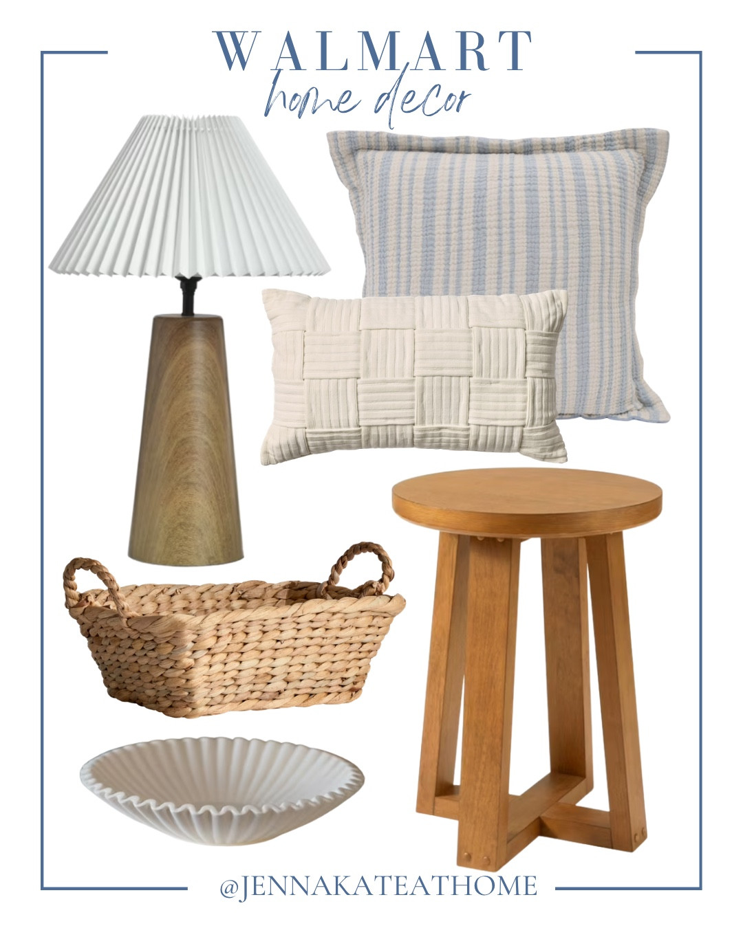 Walmart home decor includes side table, decorative bowl, basket, table lamp, and throw pillows.

Home decor, coastal home, looks for less, home accents

#LTKHome #LTKSeasonal #LTKSaleAlert
