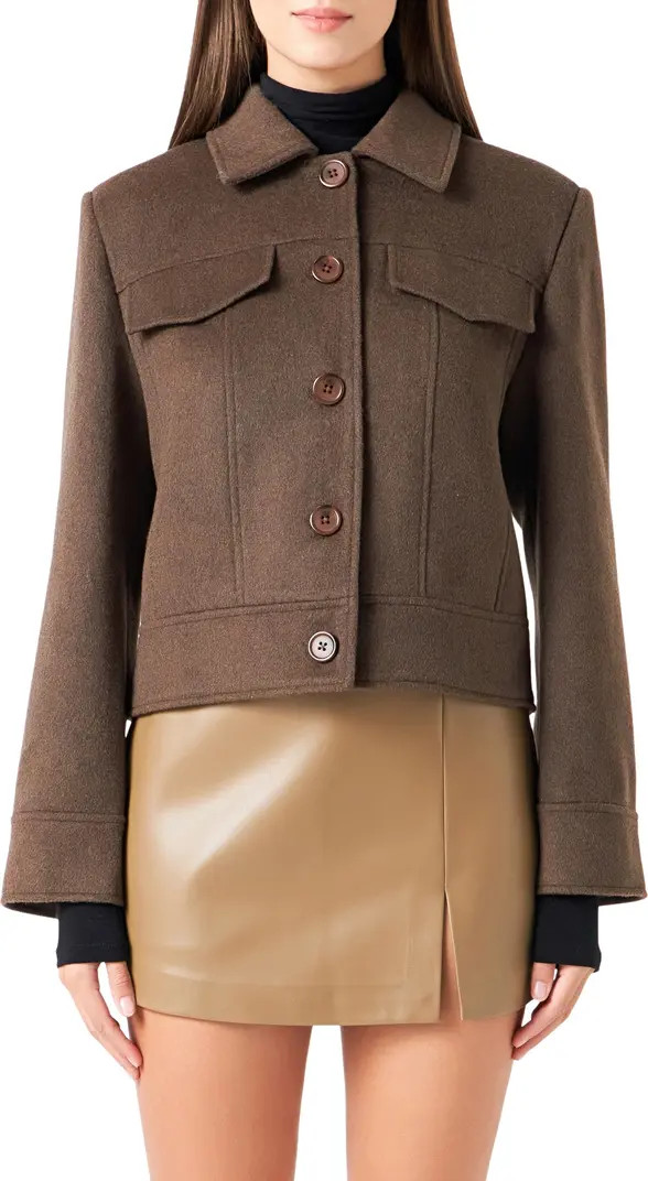 Structured Wool Blend Crop Jacket | Nordstrom