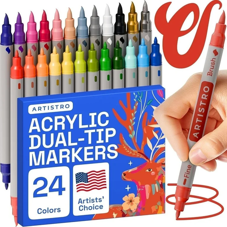 ARTISTRO Dual Tip Acrylic Paint Markers - Easy for All Ages & Levels Acrylic Paint Pens for Fabri... | Walmart (US)