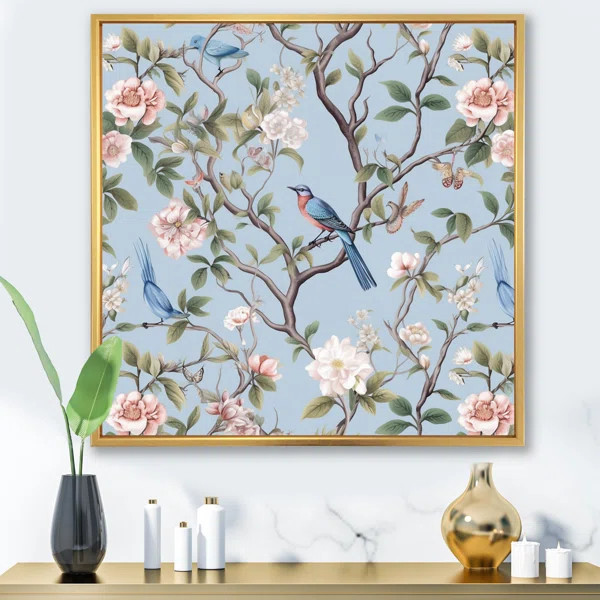 Chinoiserie With Birds And Peonies XIII On Canvas Print | Wayfair North America