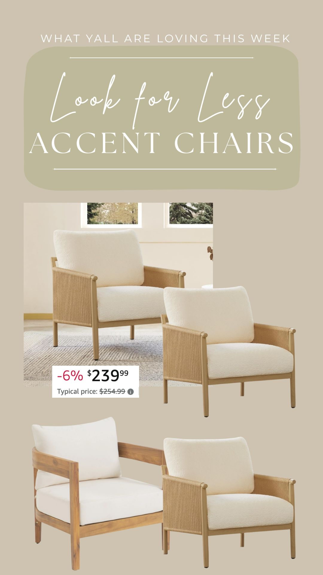 Accent chair that look so luxe✨ Absolutely love changing these out to refresh my space in any room!



accent chair, furniture finds, amazon finds, walmart finds, look for less, home refresh, home decor, decor refresh, living room furniture 

 #LTKOver40 #LTKHome