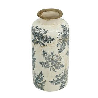 12.4 in. Black and White Ceramic Urn Decorative Vase | The Home Depot