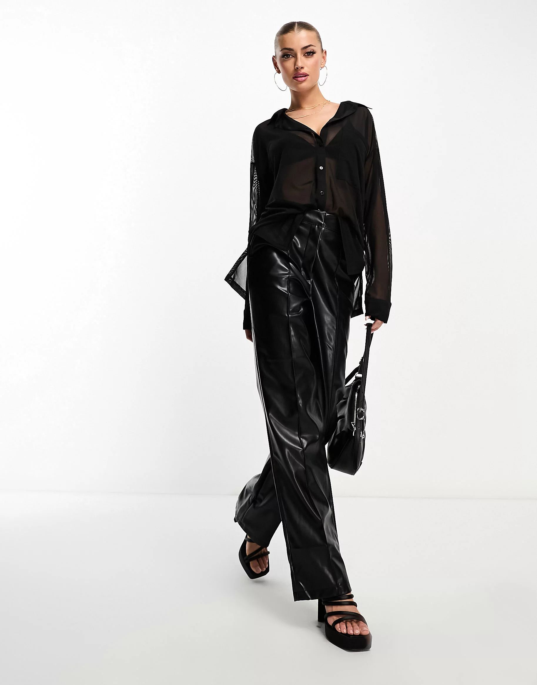 ASOS DESIGN recycled blend oversized mesh shirt in black | ASOS (Global)