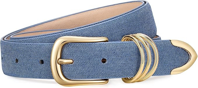 JASGOOD Women Leather Belt with Gold Buckle Ladies Faux Leather Belt for Jeans Pants | Amazon (CA)